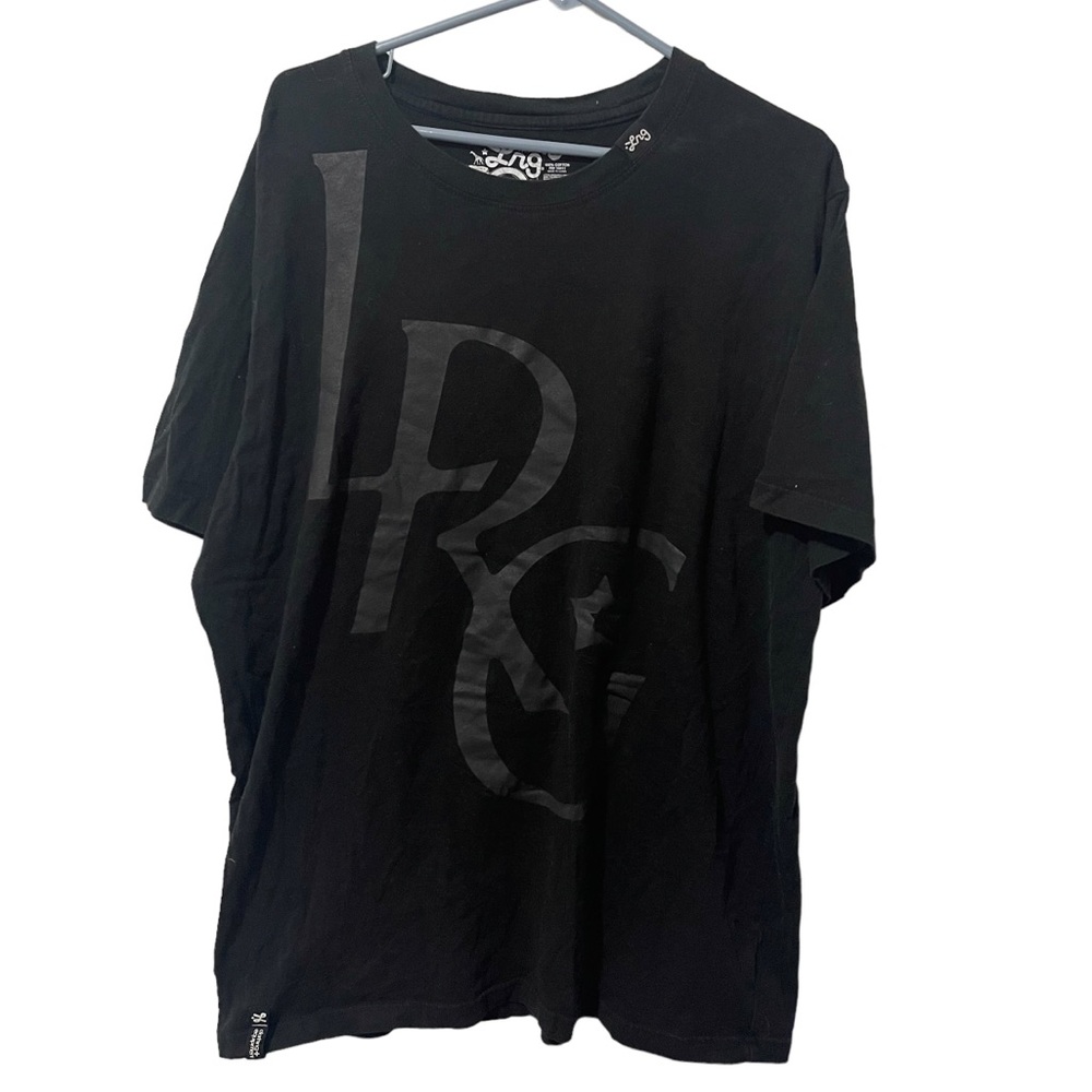 LRG Shirt Men 2XL Black Cotton Lightweight Logo Casual Spelled Out Short‎ Sleeve